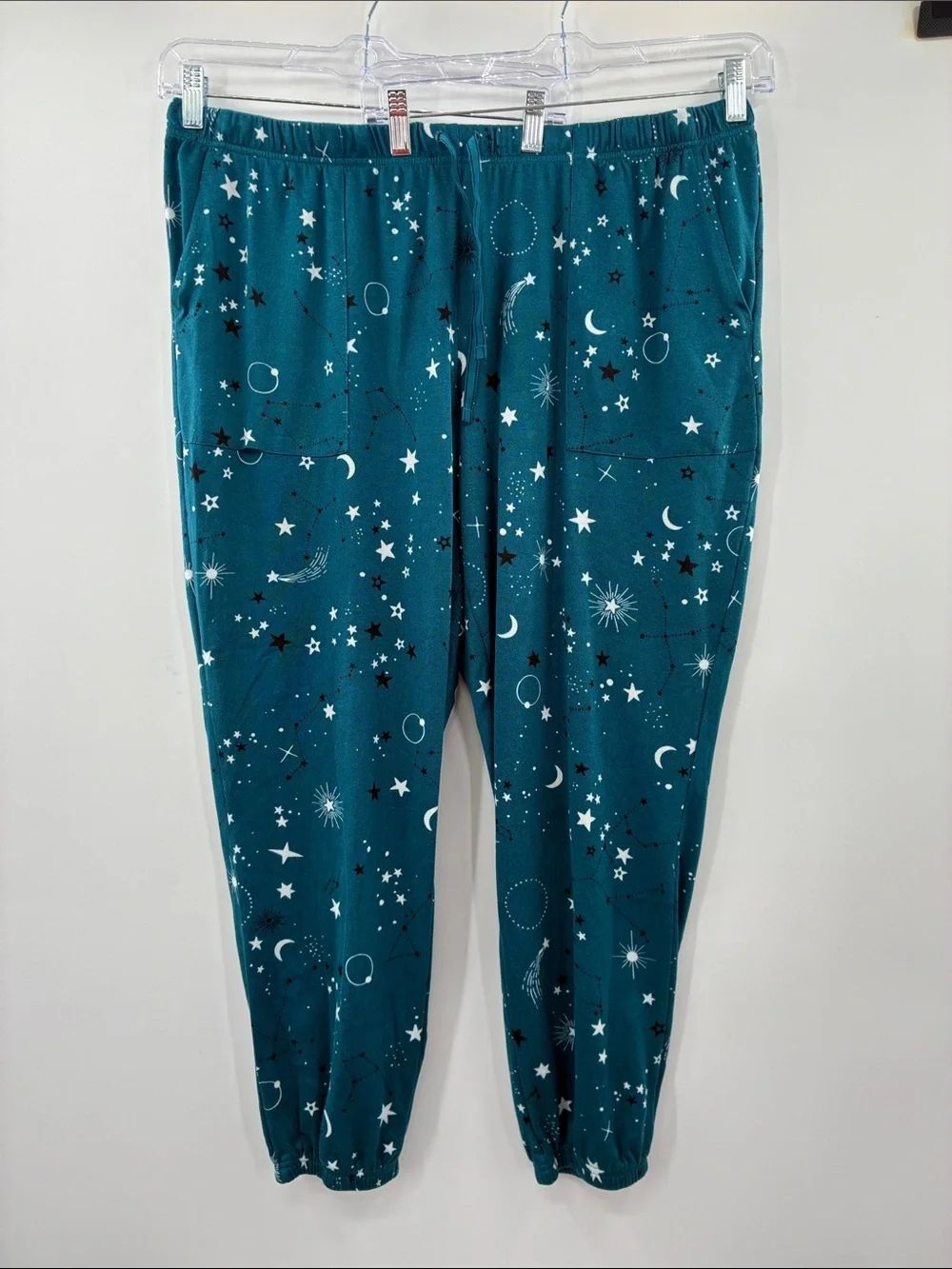 3for$20 Joyspun Jogger Pants in Teal with Star & Moon Print size 2X